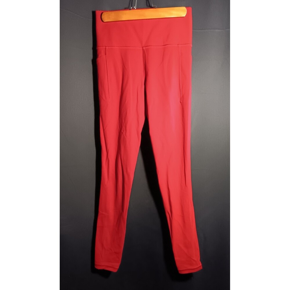 Athleta Salutation Stash Tight XS Red High Rise Leggings Pocket Yoga